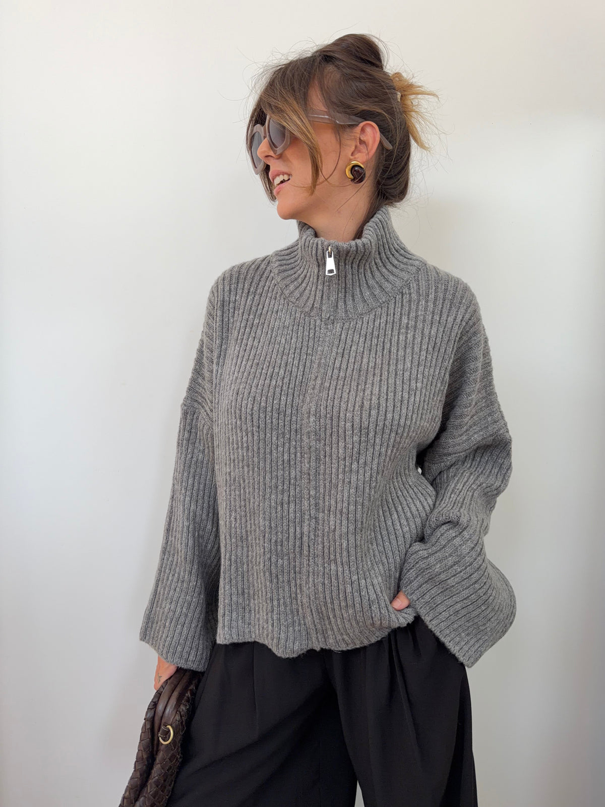 Veste cotelée - grise