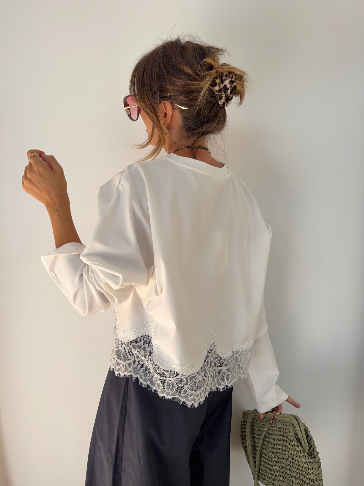 T-shirt manches longues dentelle
