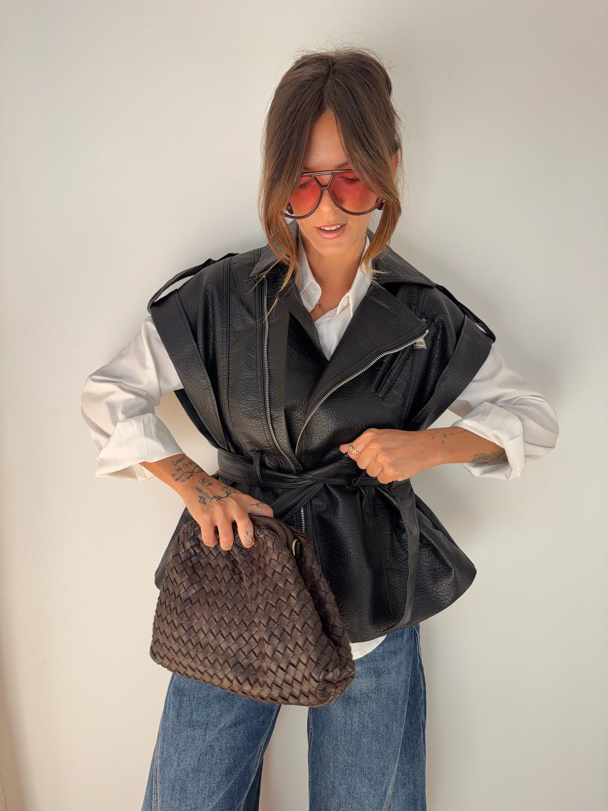 Perfecto en cuir sans manche