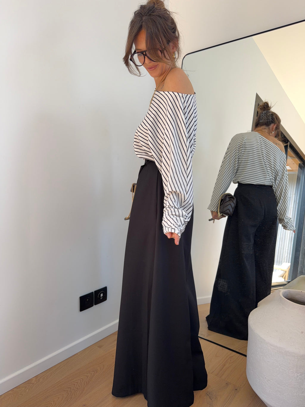 Pantalon portefeuille à scratch - noir