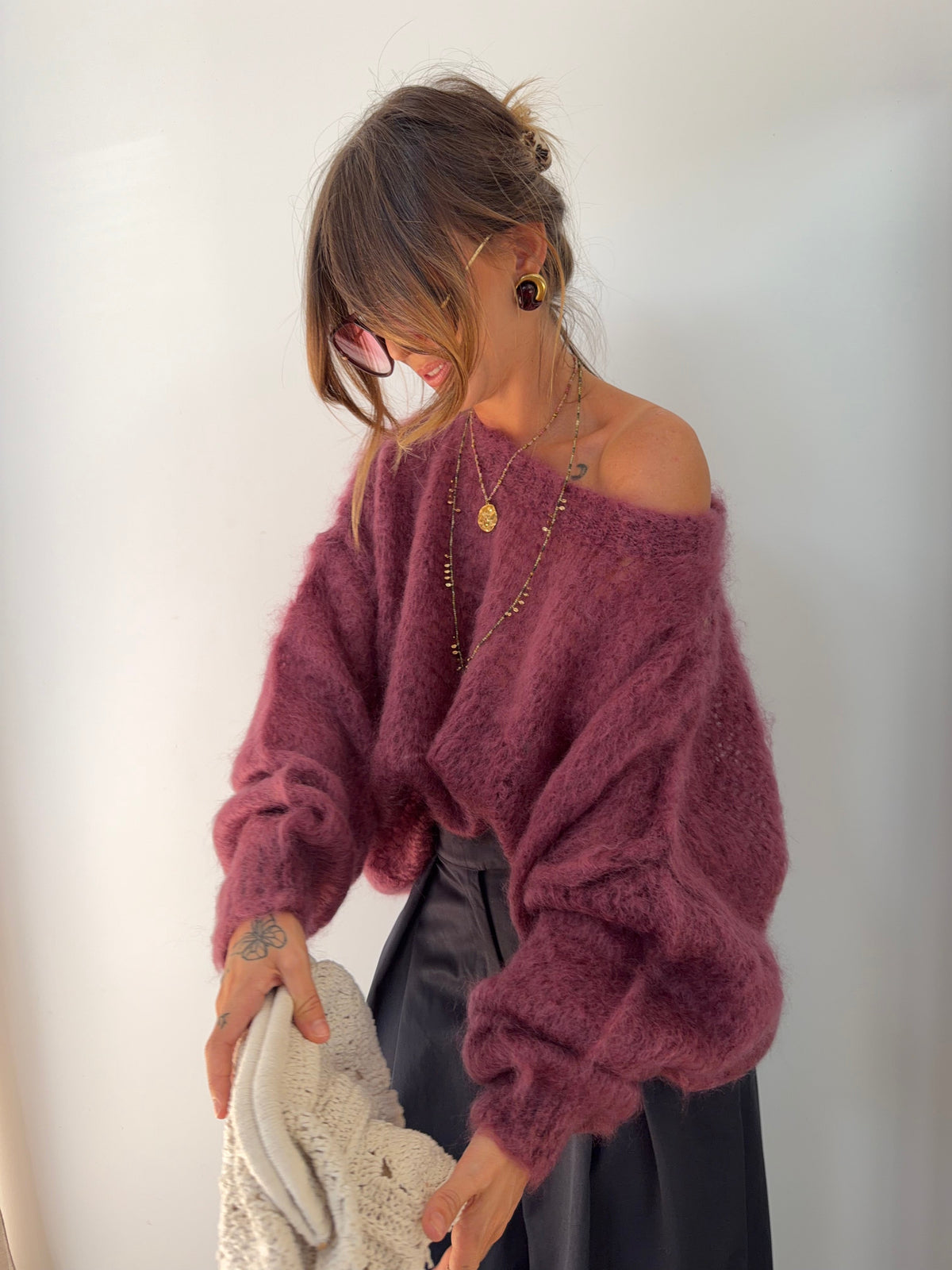 Pull 80% Mohair - vino