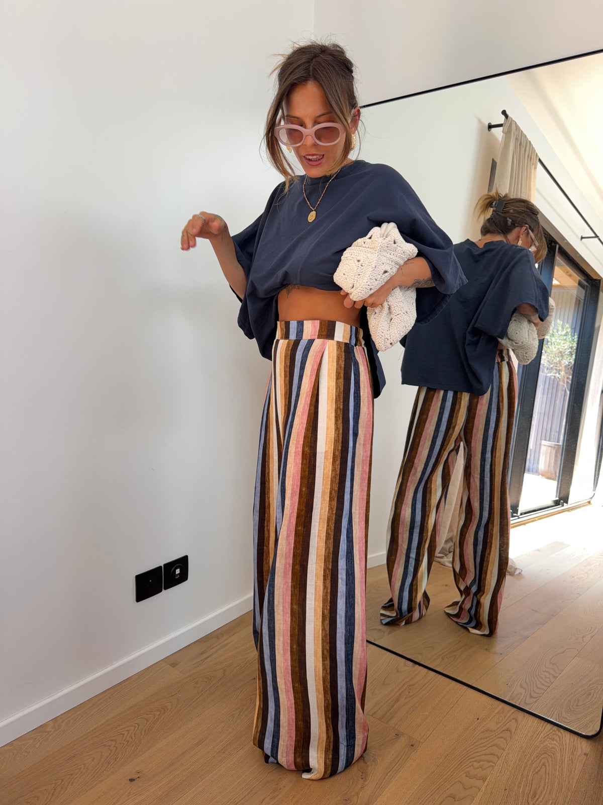Pantalon à rayures - multicolore